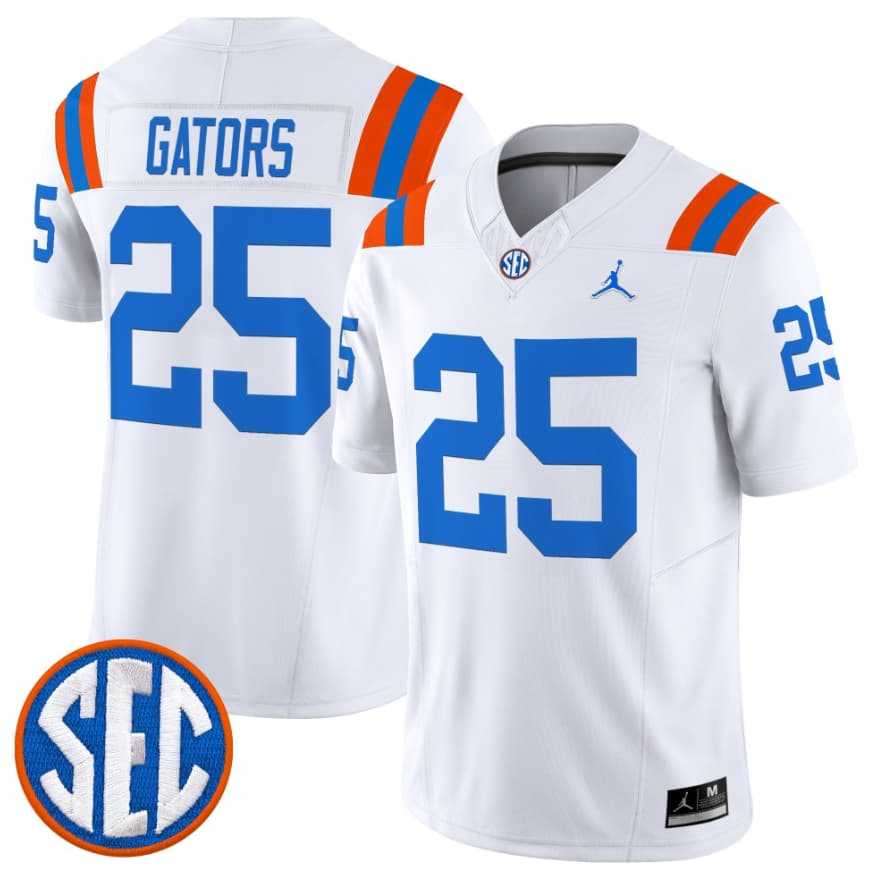 Men%27s Florida Gators #25 Gators White %271960s Throwback%27 F.U.S.E. Vapor Limited Stitched Jersey Dzhi