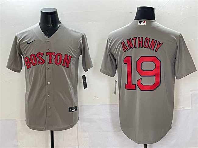 Men%27s Boston Red Sox #19 Roman Anthony Gray Cool Base Stitched Jersey