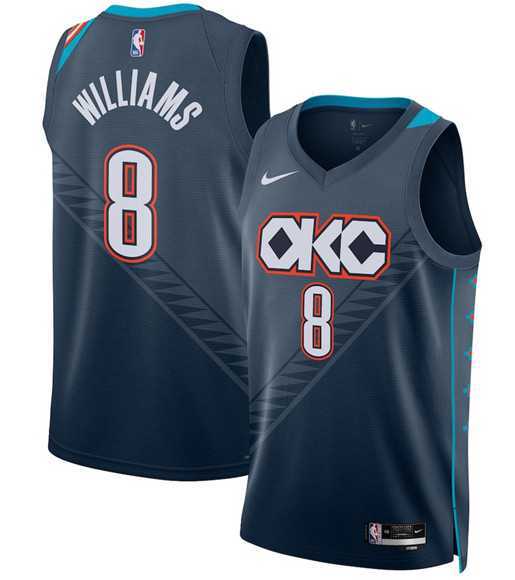 Men%27s Oklahoma City Thunder #8 Jalen Williams Navy 2025-26 City Edition Swingman Stitched Jersey Dzhi