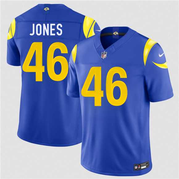 Men%27s Los Angeles Rams #46 Rohan Jones Royal 2026 Draft F.U.S.E. Vapor Limited Stitched Jersey