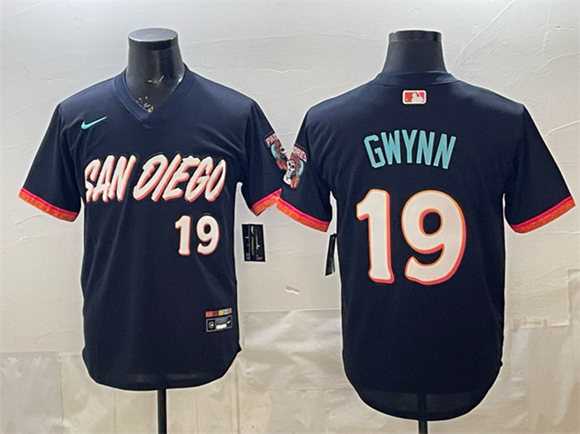 Men%27s San Diego Padres #19 Tony Gwynn Obsidian 2026 City Connect Stadium Stitched Jersey