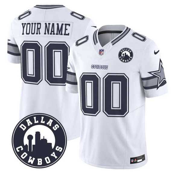 Men%27s Dallas Cowboys Active Player Custom White 2025 F.U.S.E Dallas City Patch Vapor Untouchable Limited Stitched Game Jersey