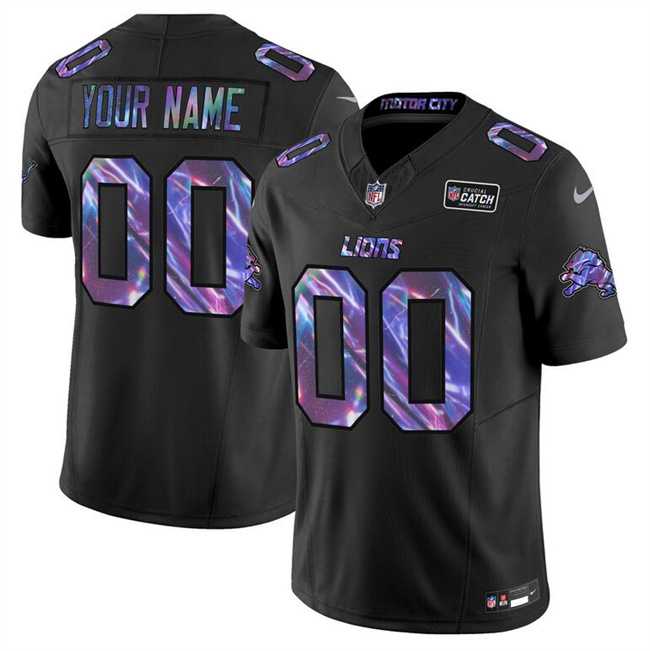 Men%27s Detroit Lions Active Player Custom Black 2025 Crucial Catch F.U.S.E. Vapor Limited Stitched Jersey