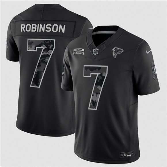 Men%27s Atlanta Falcons #7 Bijan Robinson Black F.U.S.E. 2026 Salute to Service Limited Stitched Jersey