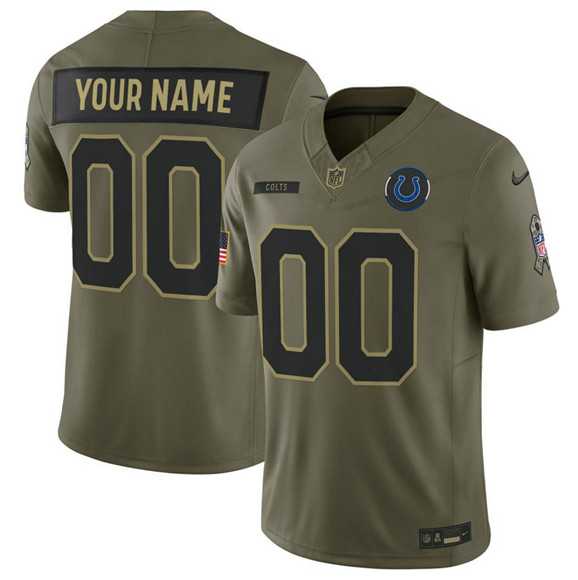 Men%27s Indianapolis Colts Active Player Custom Olive 2025 F.U.S.E. Salute to Service Limited Stitched Jersey