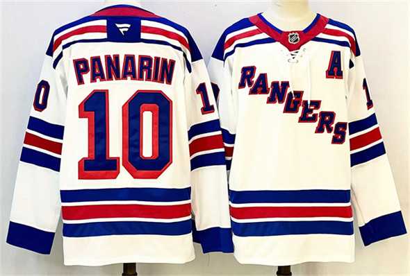 Men%27s New York Rangers #10 Artemi Panarin White With A Patch 2024-25 Away Stitched Jersey
