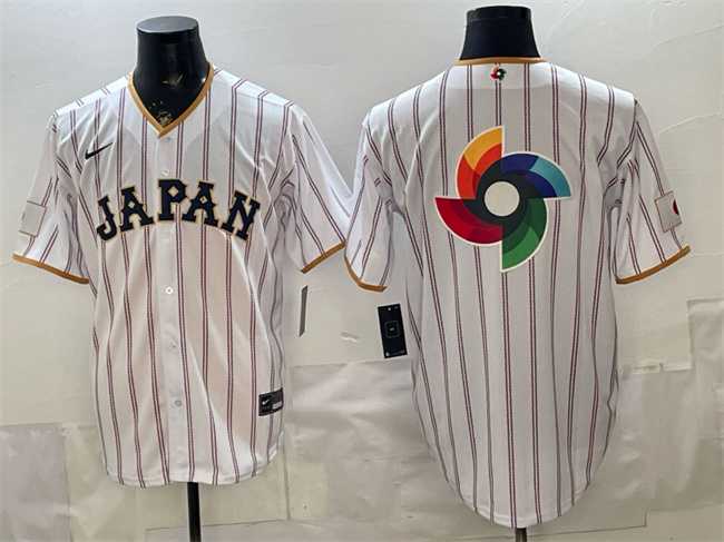 Men%27s Japan White 2026 World Baseball Classic Big Logo Home Stadium Stitched Jersey