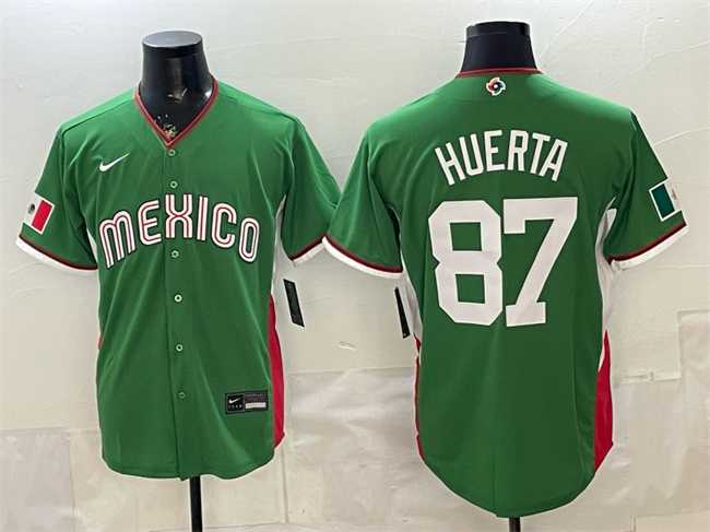 Men%27s Mexico #87 Jesus Huerta Green 2026 World Baseball Classic Stadium Stitched Jersey