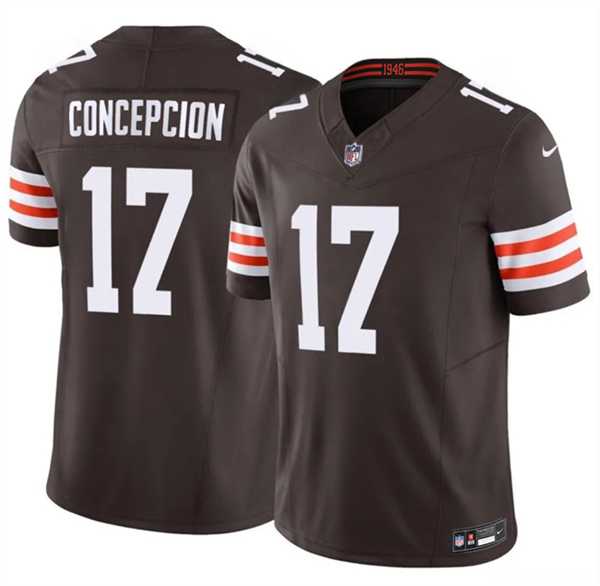 Men%27s Cleveland Browns #17 KC Concepcion Brown 2026 Draft F.U.S.E. Vapor Limited Stitched Jersey Dzhi