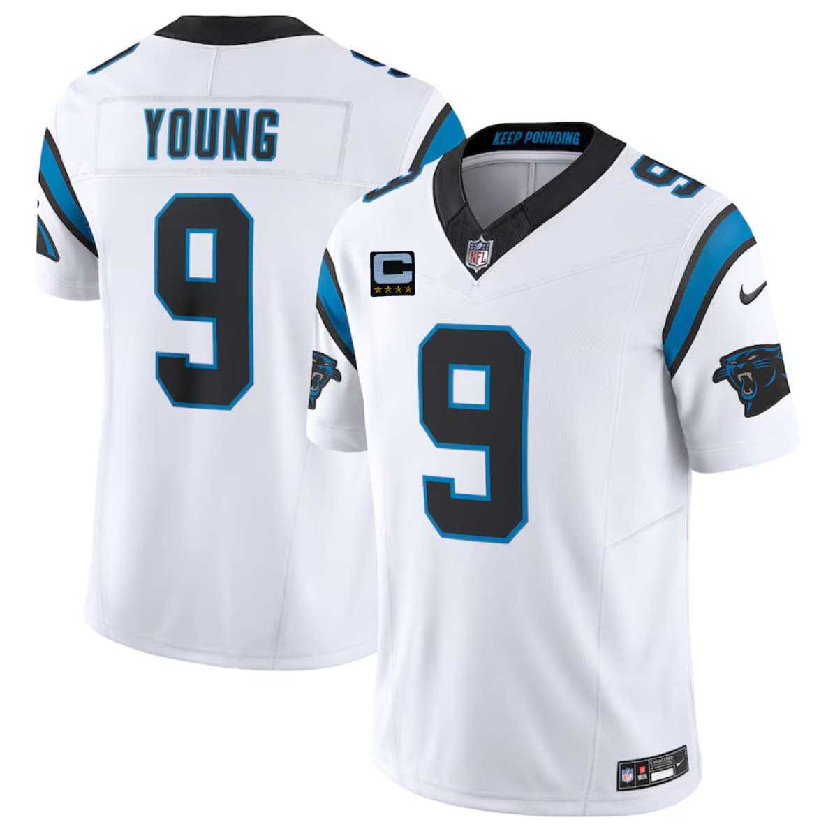 Men%27s Carolina Panthers #9 Bryce Young White 2026 F.U.S.E. 4-Star C Patch Vapor Limited Stitched Jersey Dzhi