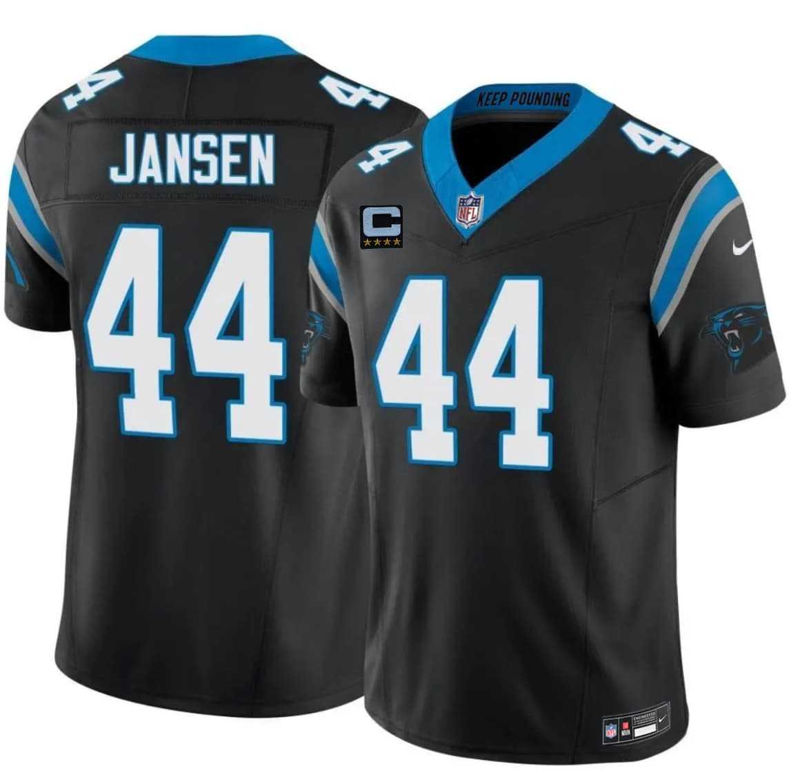 Men%27s Carolina Panthers #44 J. J. Jansen Black 2026 F.U.S.E. 4-Star C Patch Vapor Limited Stitched Jersey Dzhi