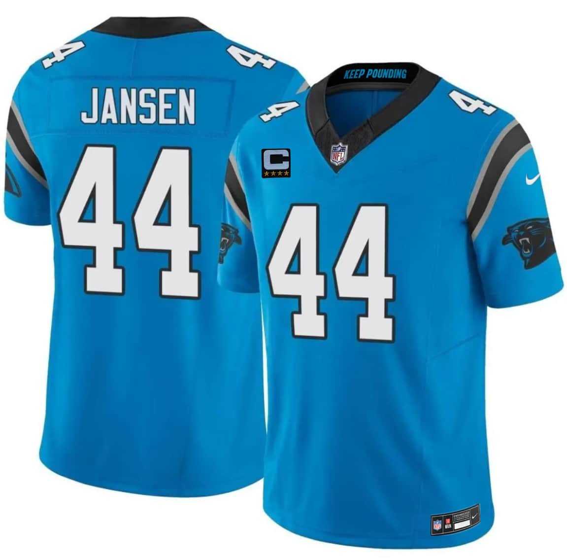 Men%27s Carolina Panthers #44 J. J. Jansen Blue 2026 F.U.S.E. 4-Star C Patch Vapor Limited Stitched Jersey Dzhi