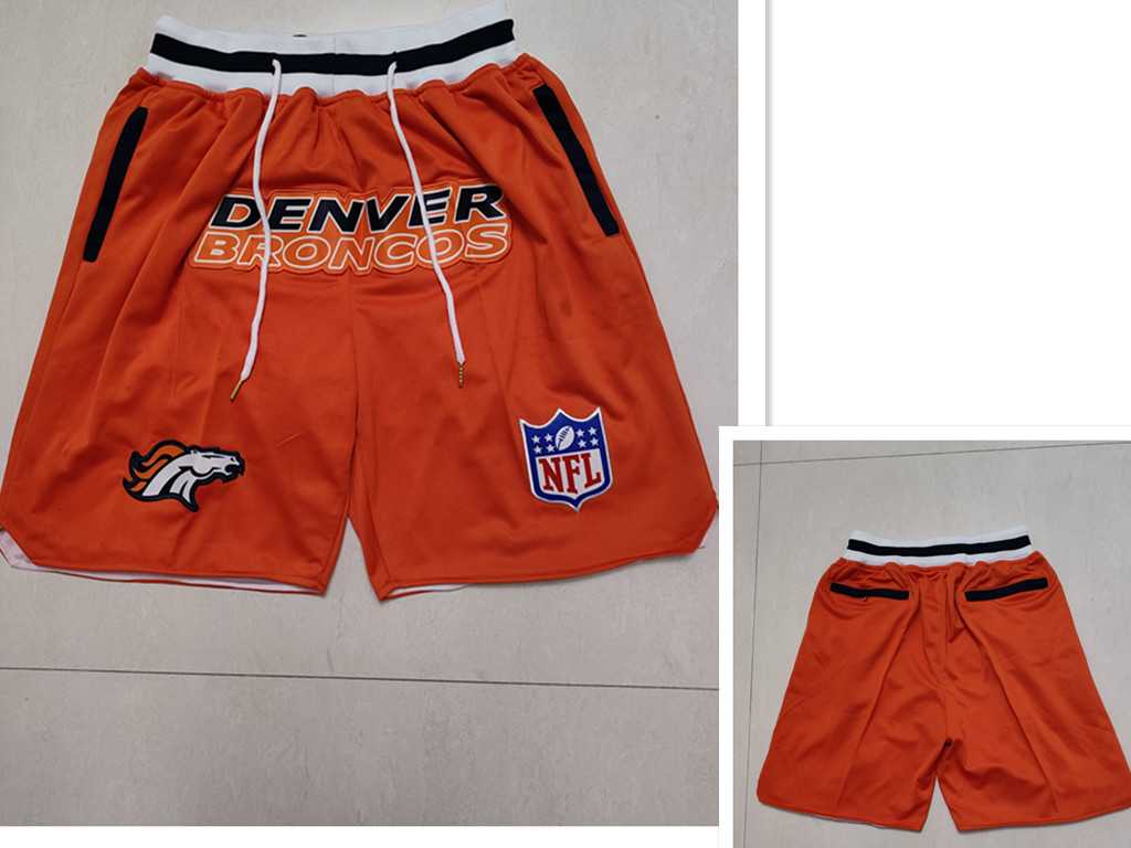 Men%27s Denver Broncos Orange Just Don Shorts (Run Small)