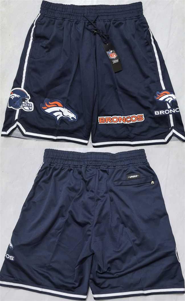 Men%27s Denver Broncos Navy Shorts(Run Small) (Run Small)
