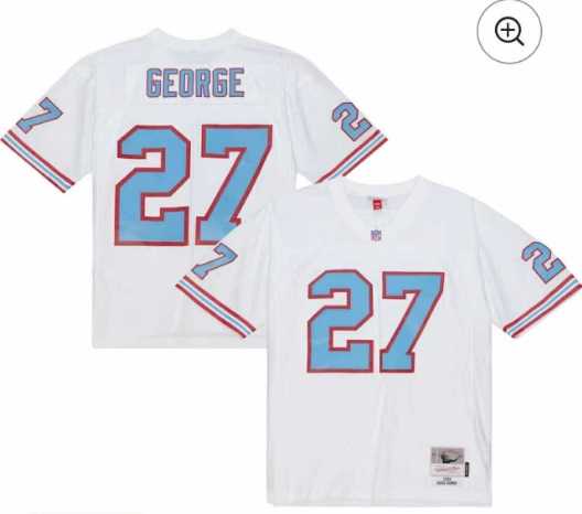 Men%27s Tennessee Titans #27 Eddie George White Mitchell & Ness Stitched Throwback Jersey