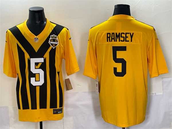 Men%27s Pittsburgh Steelers #5 Jalen Ramsey Gold 1933 Throwback Alternate Stitched Game Jersey