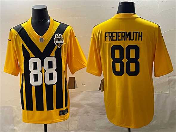 Men%27s Pittsburgh Steelers #88 Pat Freiermuth Gold 1933 Throwback Alternate Stitched Game Jersey