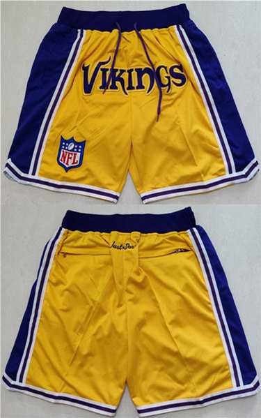 Men%27s Minnesota Vikings Yellow Just Don Swingman Throwback Shorts (Run Small)