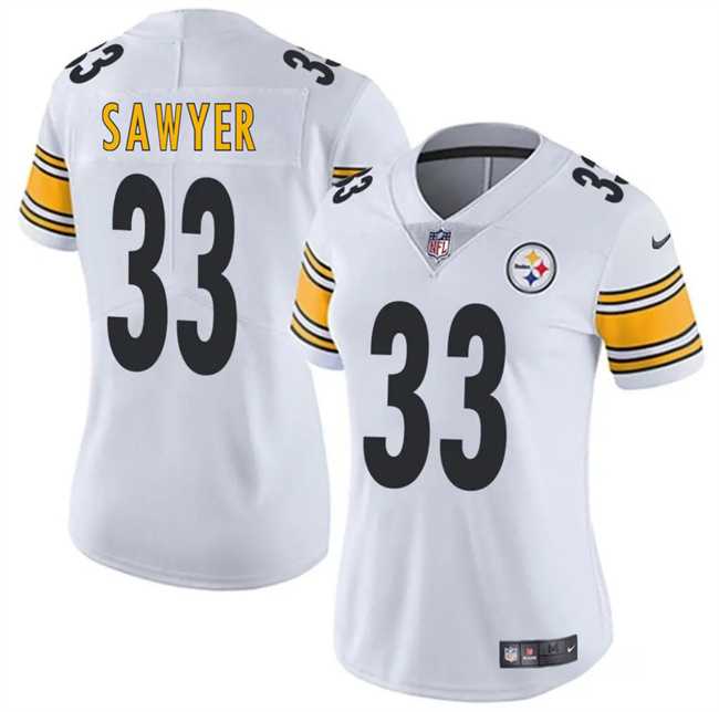 Women%27s Pittsburgh Steelers #33 Jack Sawyer White 2025 Draft Vapor Untouchable Limited Stitched Jersey Dzhi