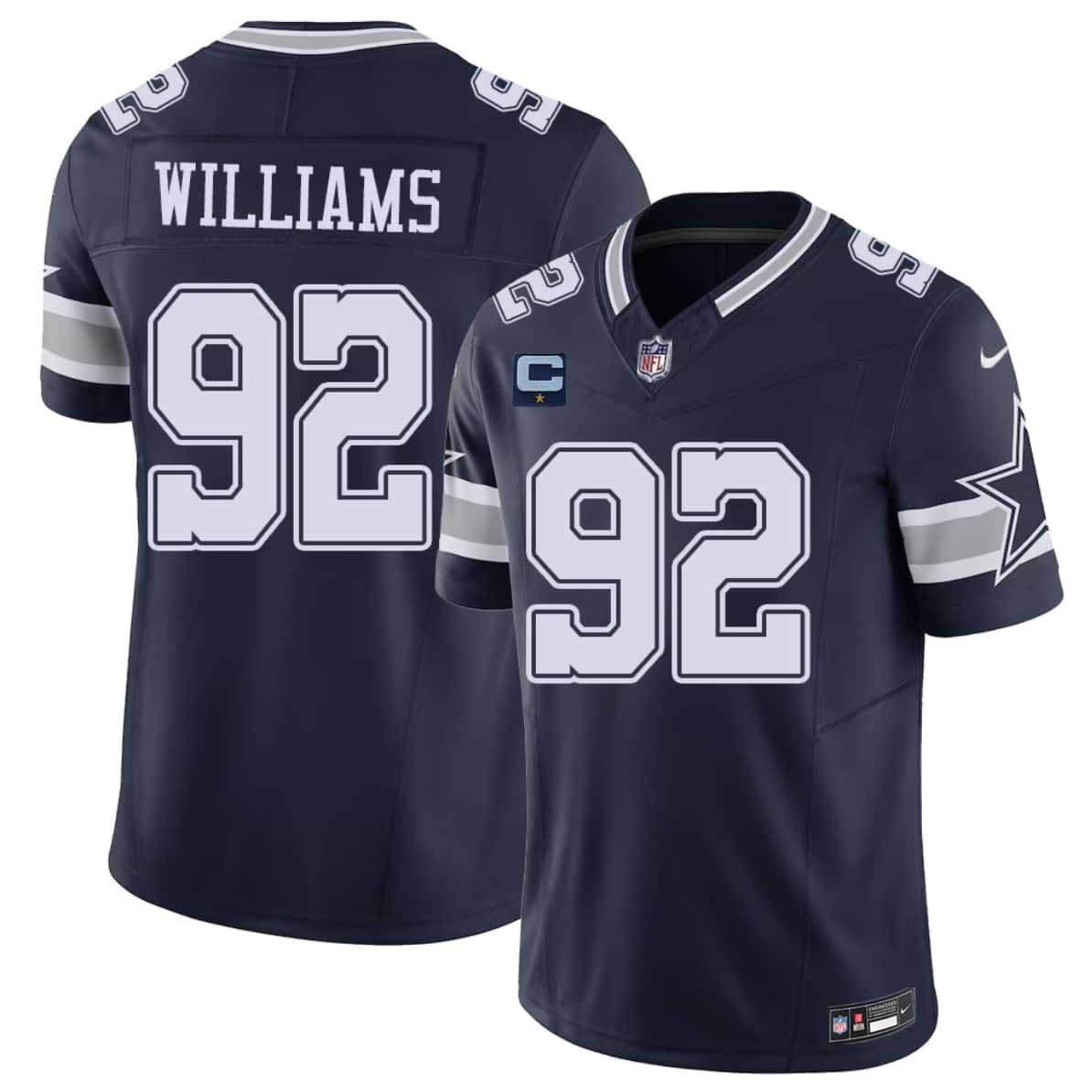 Men%27s Dallas Cowboys #92 Quinnen Williams Navy 2026 With 1-Star C Patch F.U.S.E. Vapor Untouchable Limited Stitched Jersey