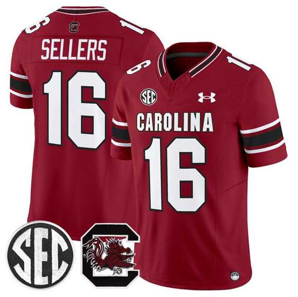 Men%27s South Carolina Fighting Gamecocks #16 LaNorris Sellers Garnet 2025 F.U.S.E. Stitched Jersey Dzhi