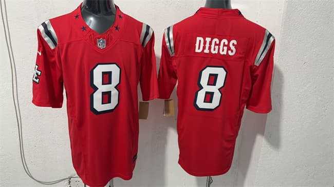 Men%27s New England Patriots #8 Stefon Diggs Red F.U.S.E. Vapor Limited Football Stitched Jersey