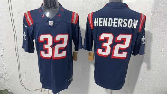 Men%27s New England Patriots #32 TreVeyon Henderson Navy F.U.S.E. Vapor Limited Football Stitched Jersey