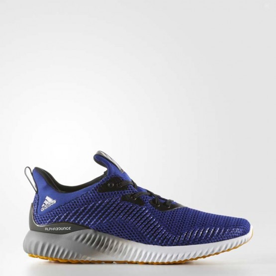 Mens Mystery Ink/Core Black/Yellow Adidas Alphabounce Running Shoes 422LAGKR
