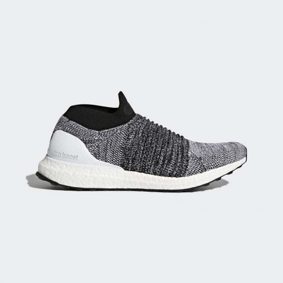 Mens White/Core Black Adidas Ultraboost Laceless Running Shoes 431RFSZT