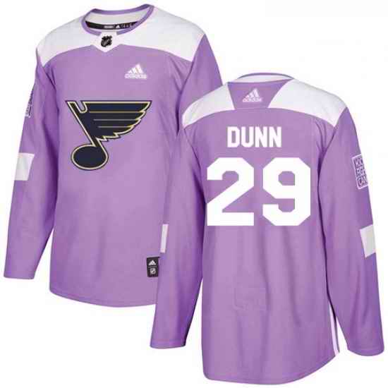 Youth Adidas St Louis Blues #29 Vince Dunn Authentic Purple Fights Cancer Practice NHL Jersey