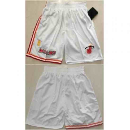 Men Miami Heat White Shorts Run Small->nba shorts->NBA Jersey