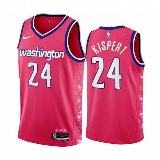 Men Washington Wizards 24 Corey Kispert 2022 #23 Pink Cherry Blossom City Edition Limited Stitched Basketball Jersey->2019 final game->NBA Jersey