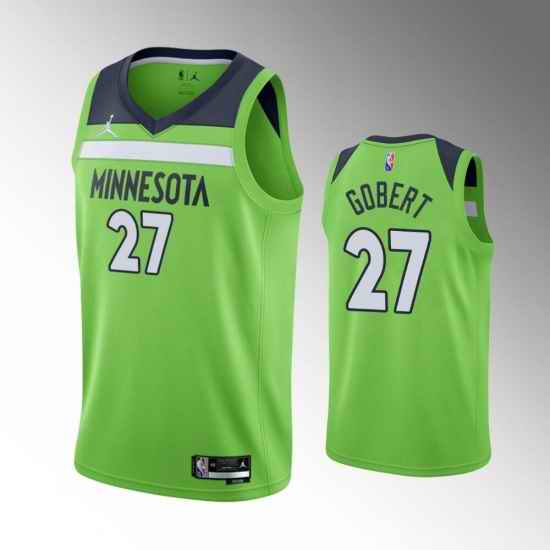 Men Minnesota Timberwolves #27 Rudy Gobert Statement Edition Green 75th Anniversary Swingman Stitched Jersey