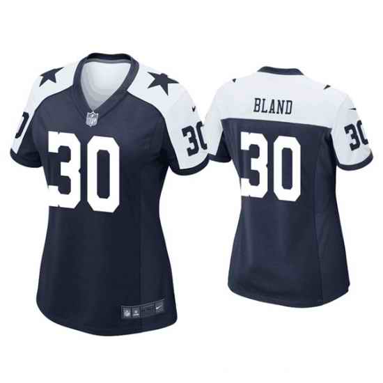 Women Dallas Cowboys #30 DaRon Bland Navy White Stitched Game Jersey