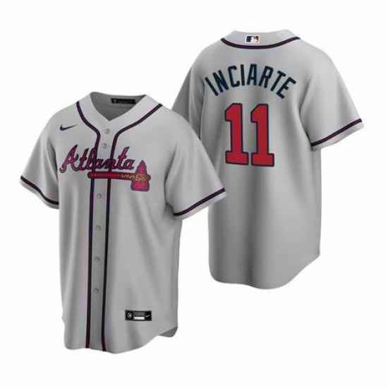 Mens Nike Atlanta Braves #11 Ender Inciarter Gray Alternate Stitched Baseball Jersey