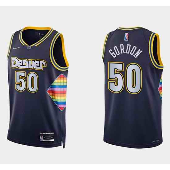 Men Denver Nuggets 50 Aaron Gordon Navy 2021 #22 City Edition 75th Anniversary Stitched Jersey->detroit pistons->NBA Jersey