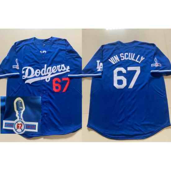 Men Los Angeles Dodgers #67 Vin Scully Blue Throwback 1950 2016 Jersey