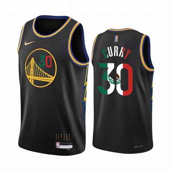 Men Golden State Warriors #30 Stephen Curry 2022 Black Special Mexico City Edition Stitched Jersey