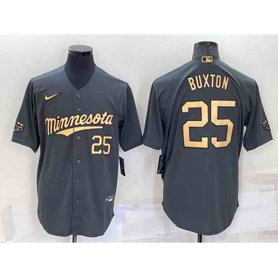 Men Minnesota Twins #25 Byron Buxton 2022 All Star Charcoal Cool Base Stitched Baseball Jersey->milwaukee brewers->MLB Jersey