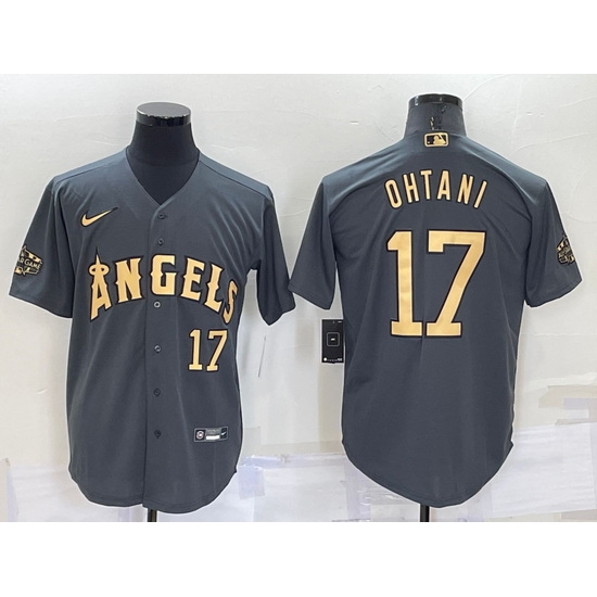 Men Los Angeles Angels #17 Shohei Ohtani 2022 All Star Charcoal Cool Base Stitched Jersey->kansas city royals->MLB Jersey