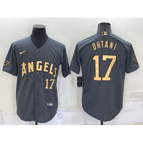 Men Los Angeles Angels #17 Shohei Ohtani 2022 All Star Charcoal Cool Base Stitched Jersey