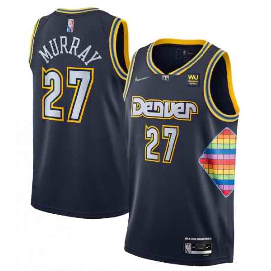 Men Denver Nuggets 27 Jamal Murray Navy 2021 #22 City Edition 75th Anniversary Stitched Jersey->detroit pistons->NBA Jersey