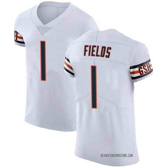 Men Nike Justin Fields White Chicago Bears #1 2021 NFL Vapor Elite Jersey->ohio state buckeyes->NCAA Jersey