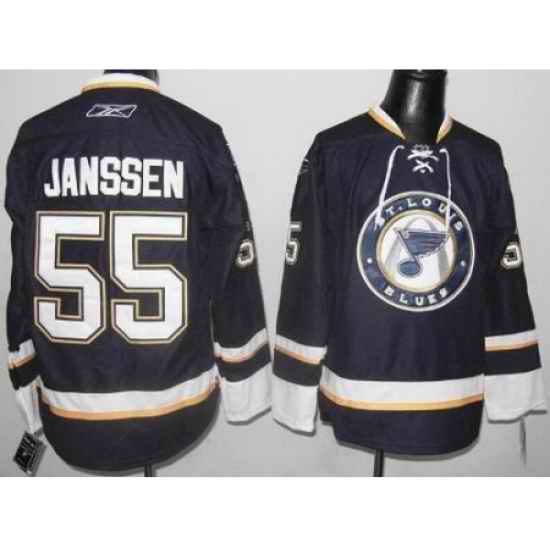 St. Louis Blues #55 Cam Janssen Dark Blue NHL Jersey