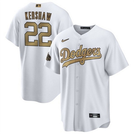 Men Los Angeles Dodgers #22 Clayton Kershaw 2022 All Star White Cool Base Stitched Baseball Jersey
