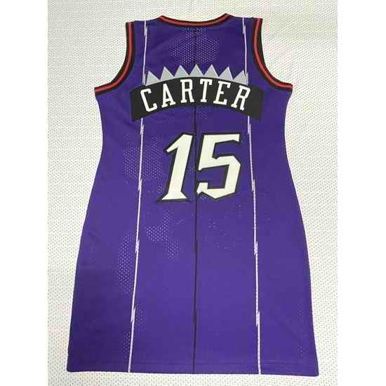 Women Toronto Raptors #15 Vince Carter Dress Stitched Jersey Purple II->youth nba jersey->Youth Jersey