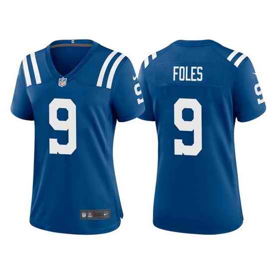 Women Indianapolis Colts #9 Nick Foles Royal Stitched Game Jersey 28Run Small 2