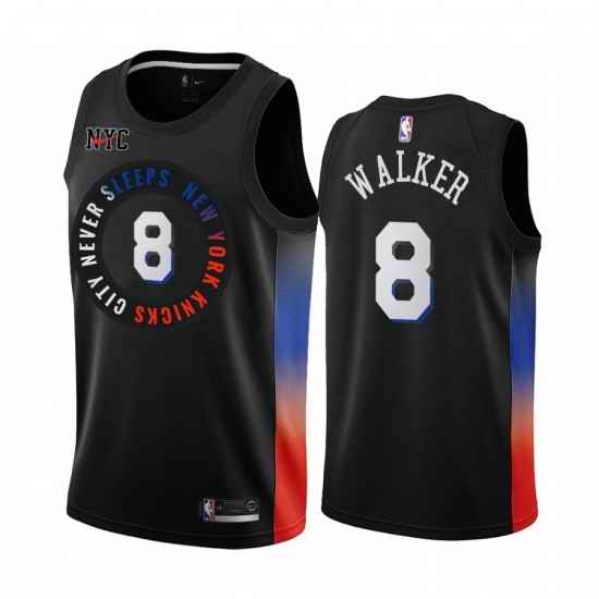 Nike New York Knicks #8 Kemba Walker Black NBA Swingman 2020 21 City Edition Jersey