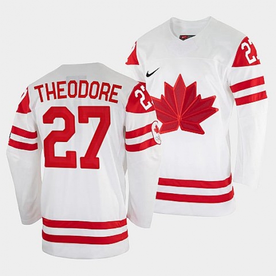 Men's Shea Theodore Canada Hockey White 2022 Beijing Winter #27 Olympic Home Jersey->2022 canada winter olympic->NHL Jersey