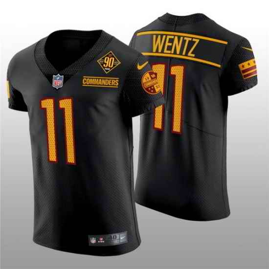 Men Washington Commanders #11 Carson Wentz 90th Anniversary Black Elite Stitched Jersey->washington commanders->NFL Jersey